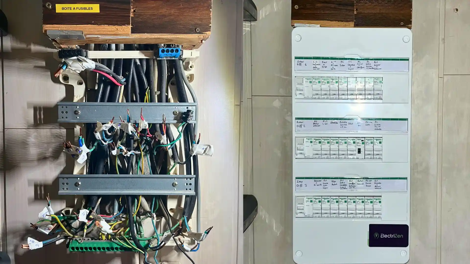 avant apres d une renovation complete d un tableau electrique avec mise au norme a dreux