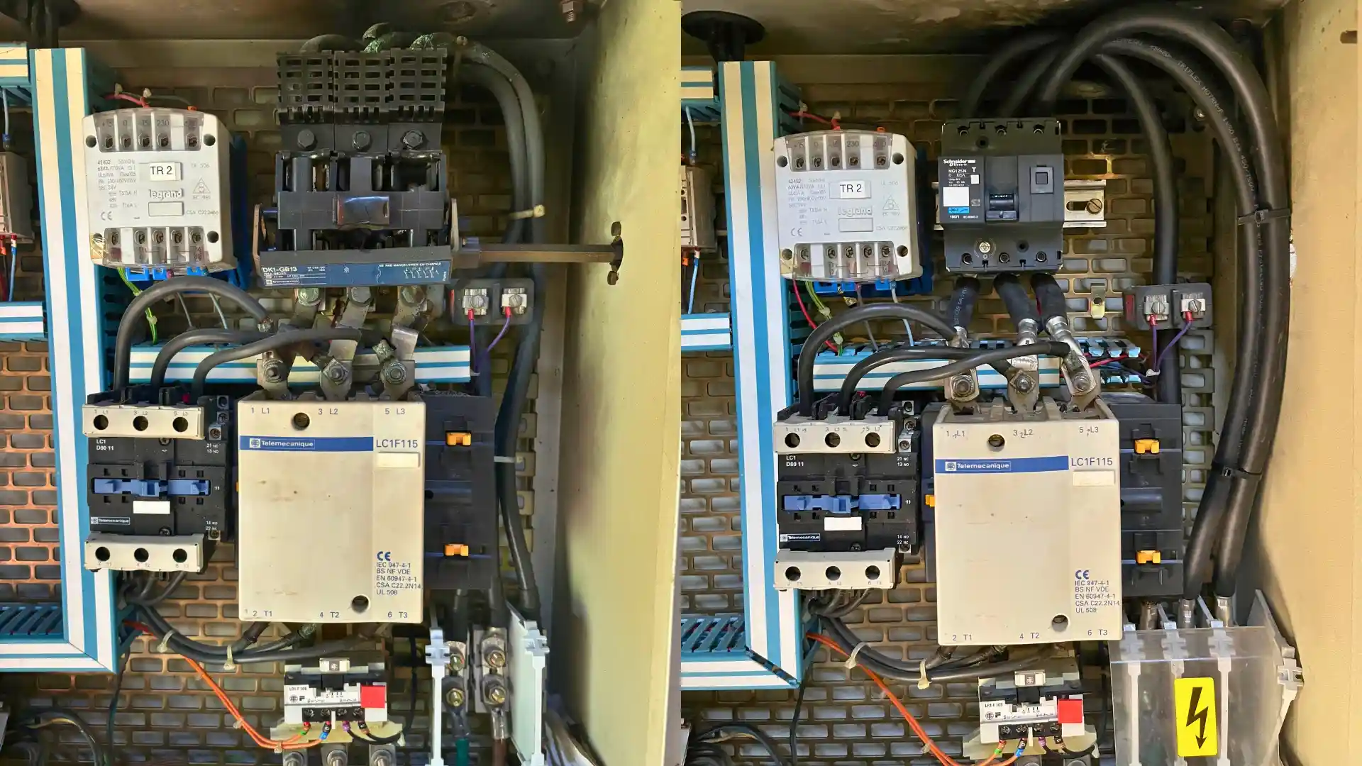 avant apres de reparation d un tableau electrique industrielle apres accident industrielle a dreux