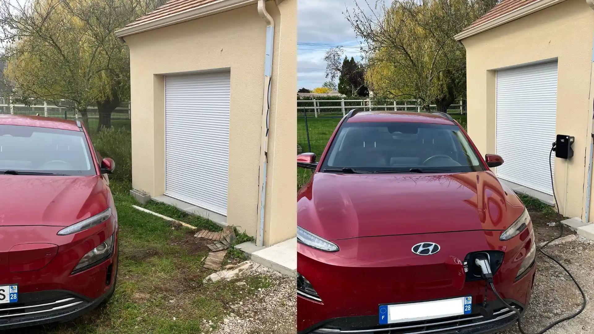 avant apres installation borne de recharge IRVE connecte dans une residence prive a dreux