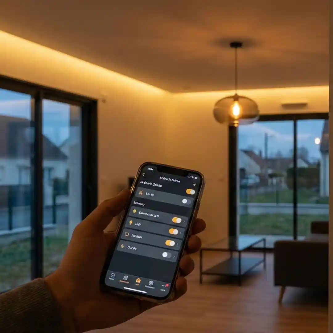 domotique via smartphone pilotant l eclairage d une maison moderne a dreux