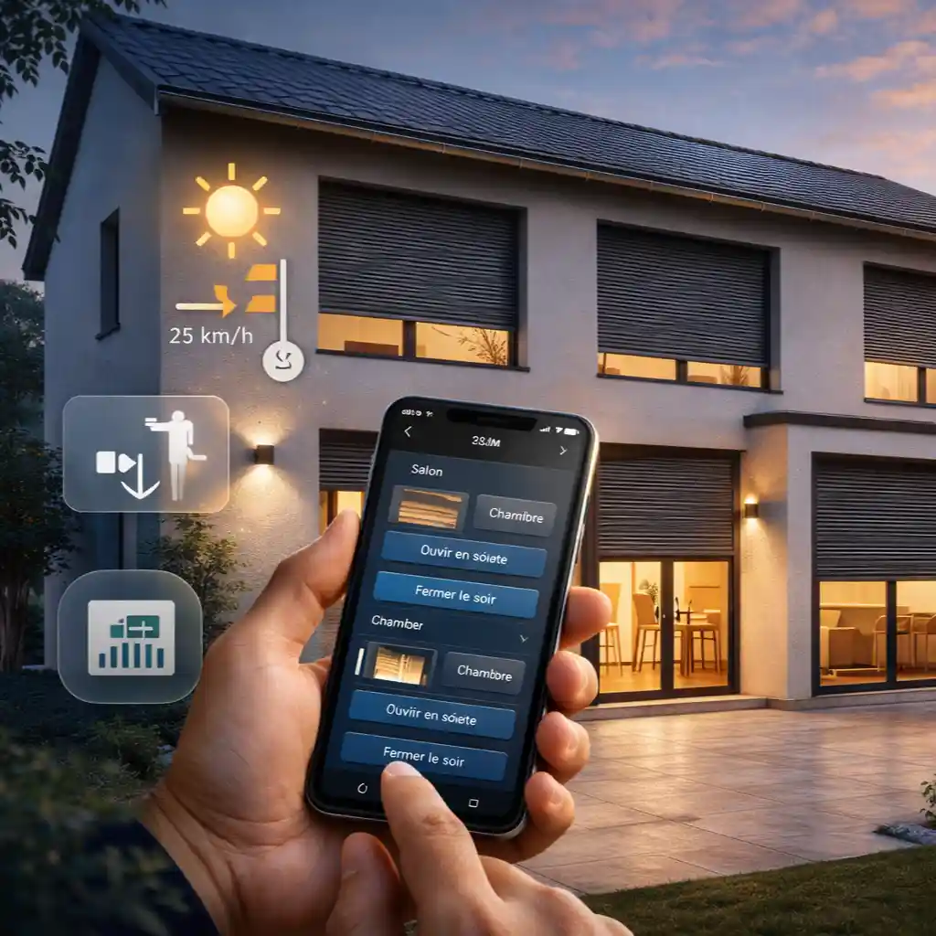 service de domotique de volets roulants et stores avec smartphone