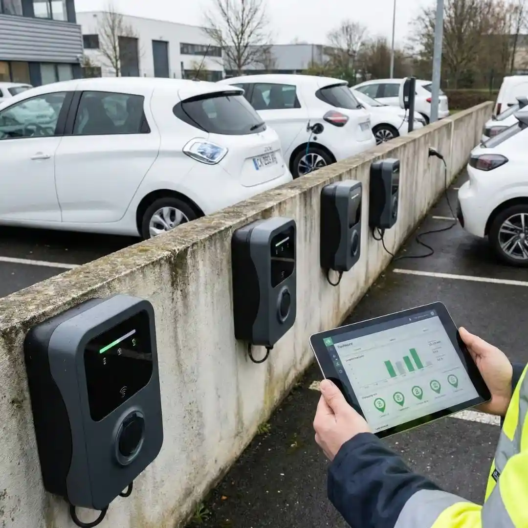 upgrade d une flotte de borne de recharge pour vehicule electrique sur le parking d une entreprise