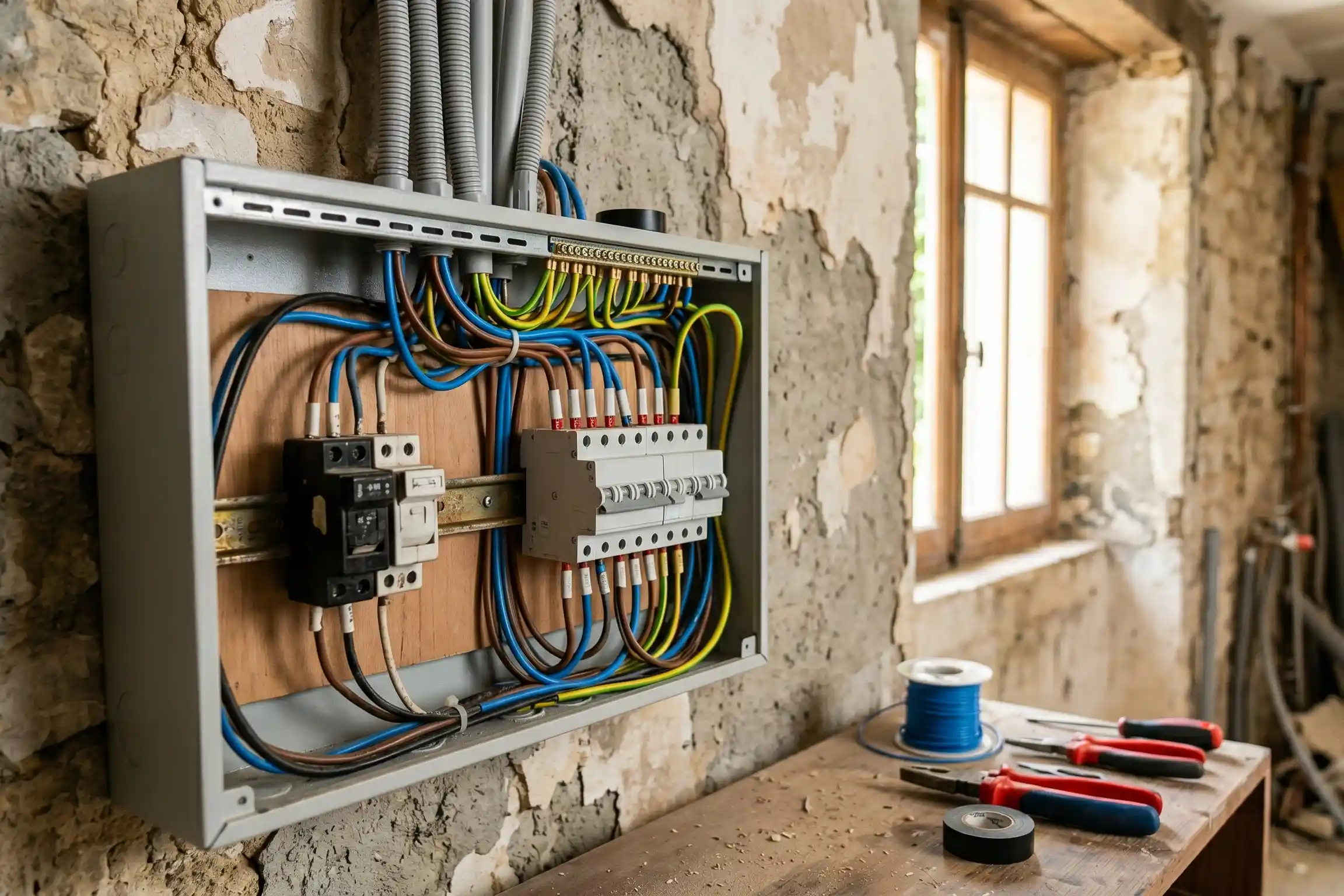 Remplacement d un tableau electrique vetuste dans une maison ancienne mise aux normes NF C 15-100 par ElectriZen